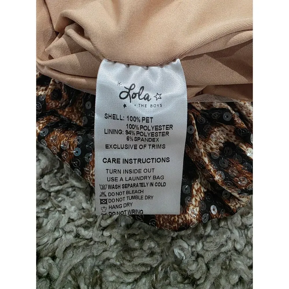 Lola + The Boys Sequin Leopard Bubble Girl's Dress Brown Size 4
